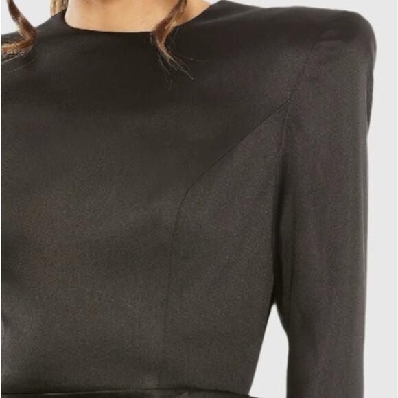 Mac Duggal 26676 Ieena Size 6 Long Sleeve Structured Bow Draped Gown Black  NWT - Picture 7 of 16